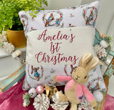 First Christmas Peter Rabbit cushion