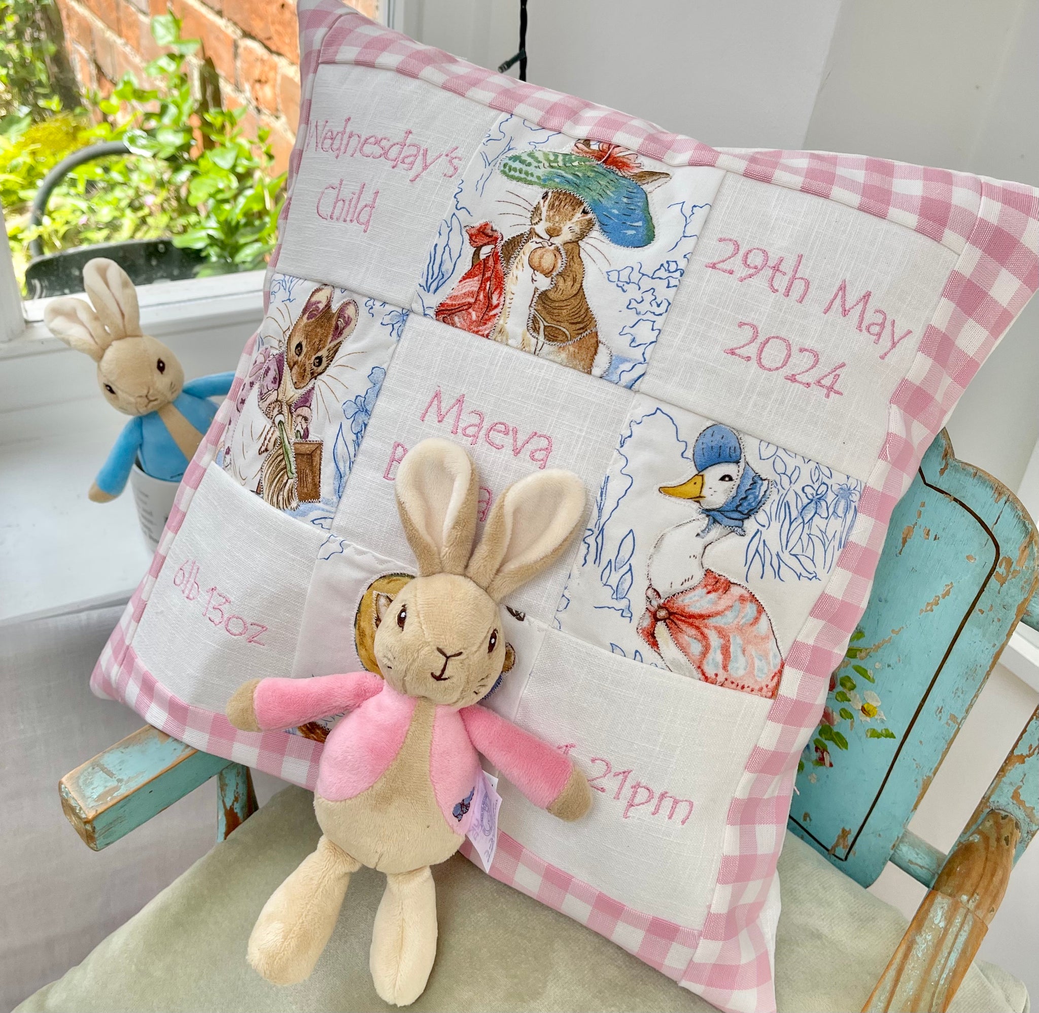 Peter rabbit personalised cushion hotsell