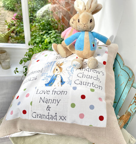 Peter Rabbit© Christening Memory Cushion*