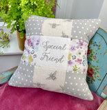 Special friend bees and flowers cushion