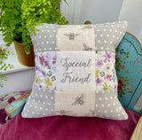 Special friend bees and flowers cushion